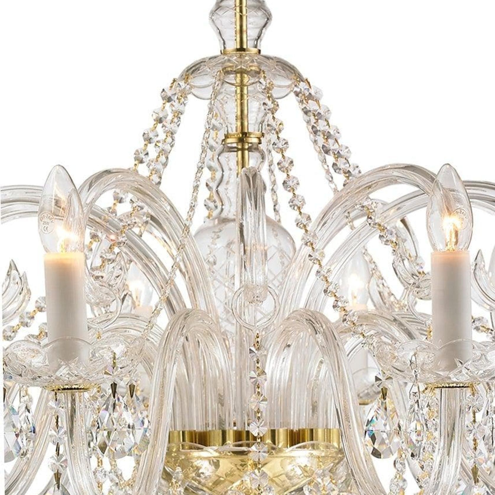Bohemian Prague 10 Arm Crystal Chandelier - Brass Fixtures gallery detail image