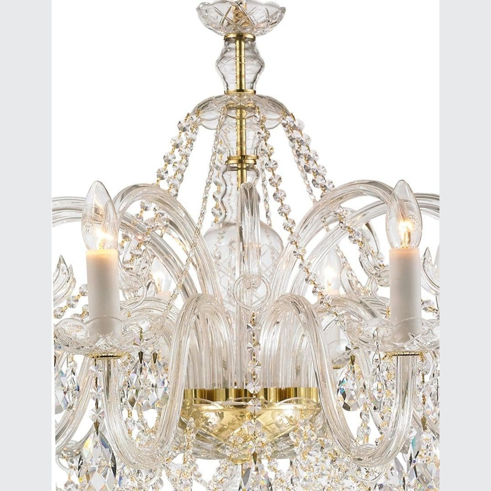 Bohemian Prague 10 Arm Crystal Chandelier - Brass Fixtures gallery detail image