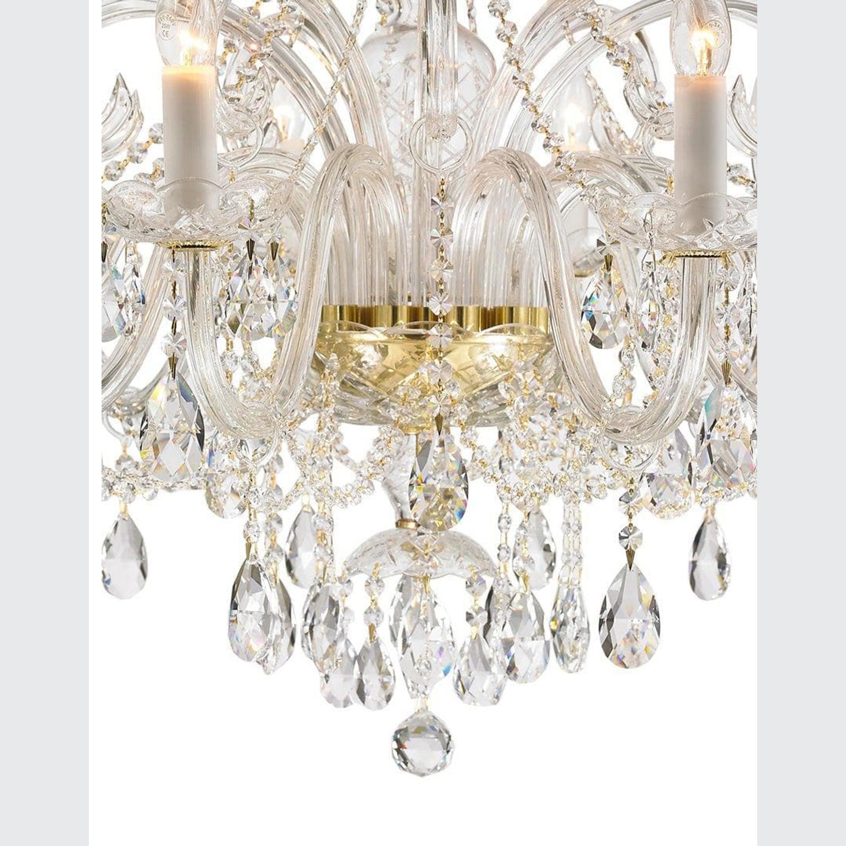 Bohemian Prague 10 Arm Crystal Chandelier - Brass Fixtures gallery detail image
