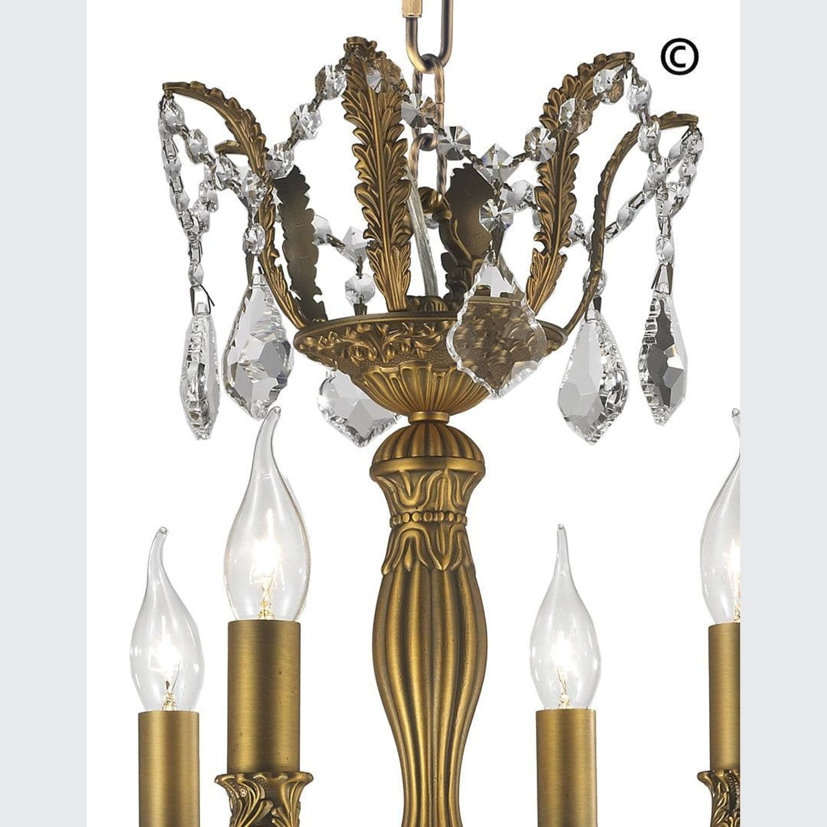 Americana 6 Light Crystal Chandelier - Brass Finish gallery detail image