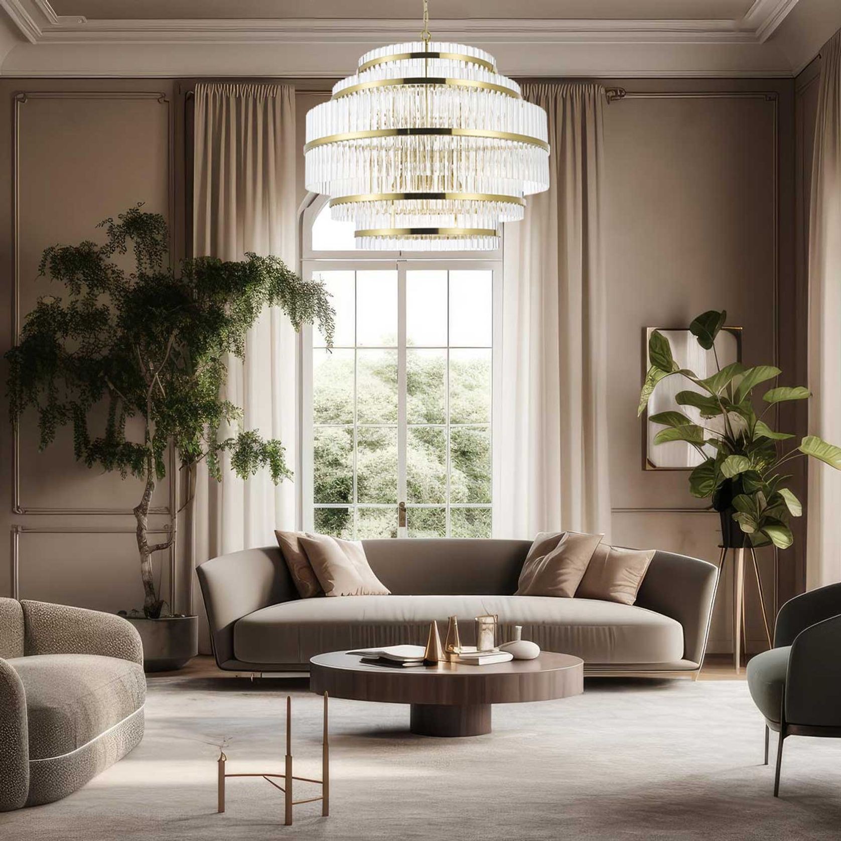 Harlow Collection - 5 Layer Chandelier - Satin Brass gallery detail image