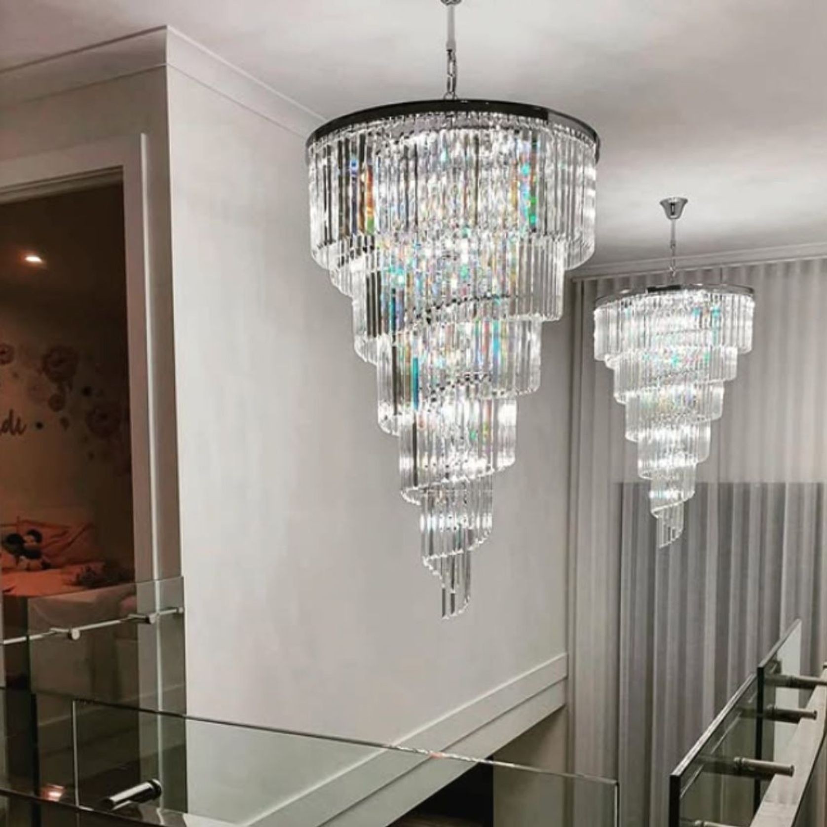 NewYork Oasis Spiral Chandelier - Chrome - W:80cm gallery detail image