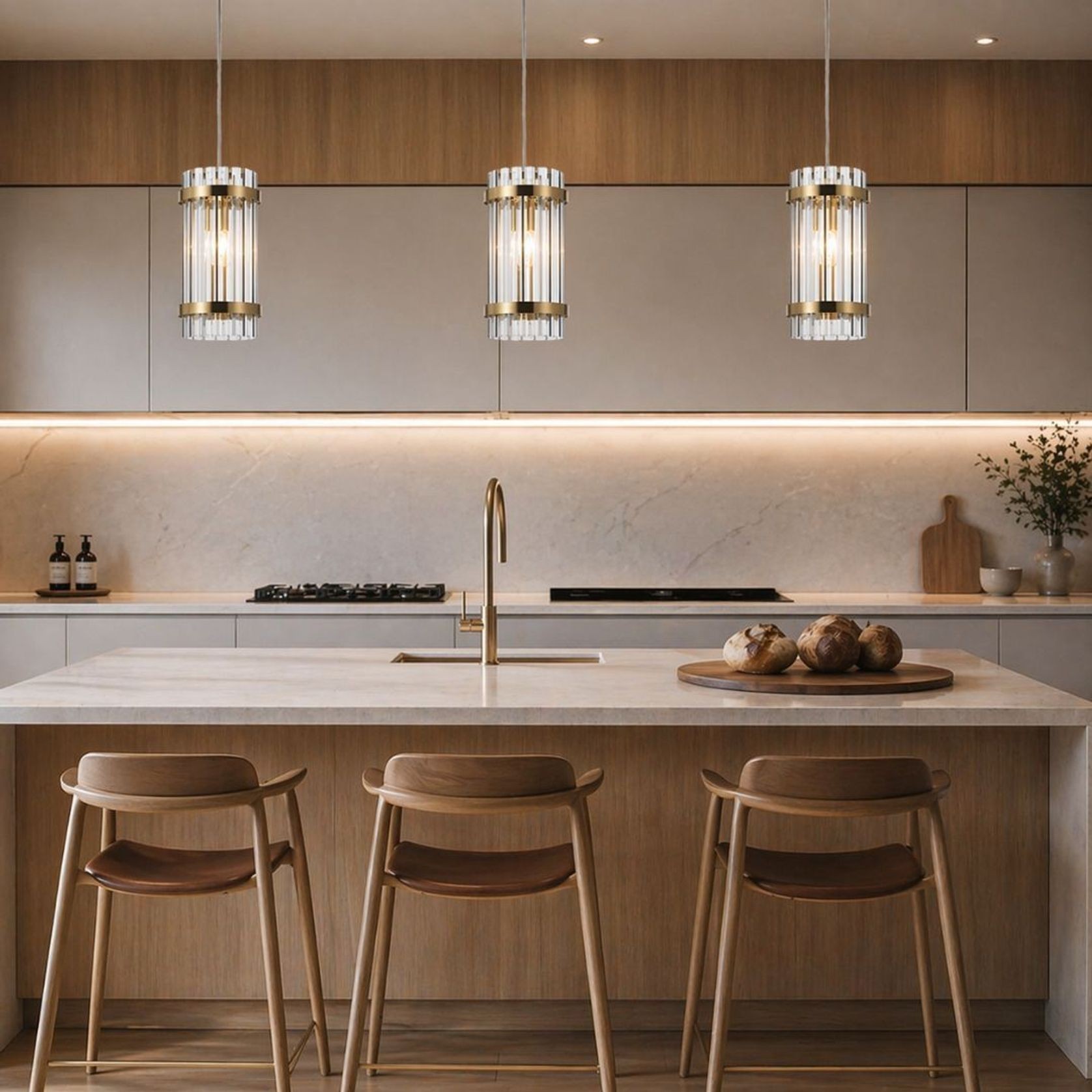 Harlow Collection - Pendant - Satin Brass - W:15cm gallery detail image