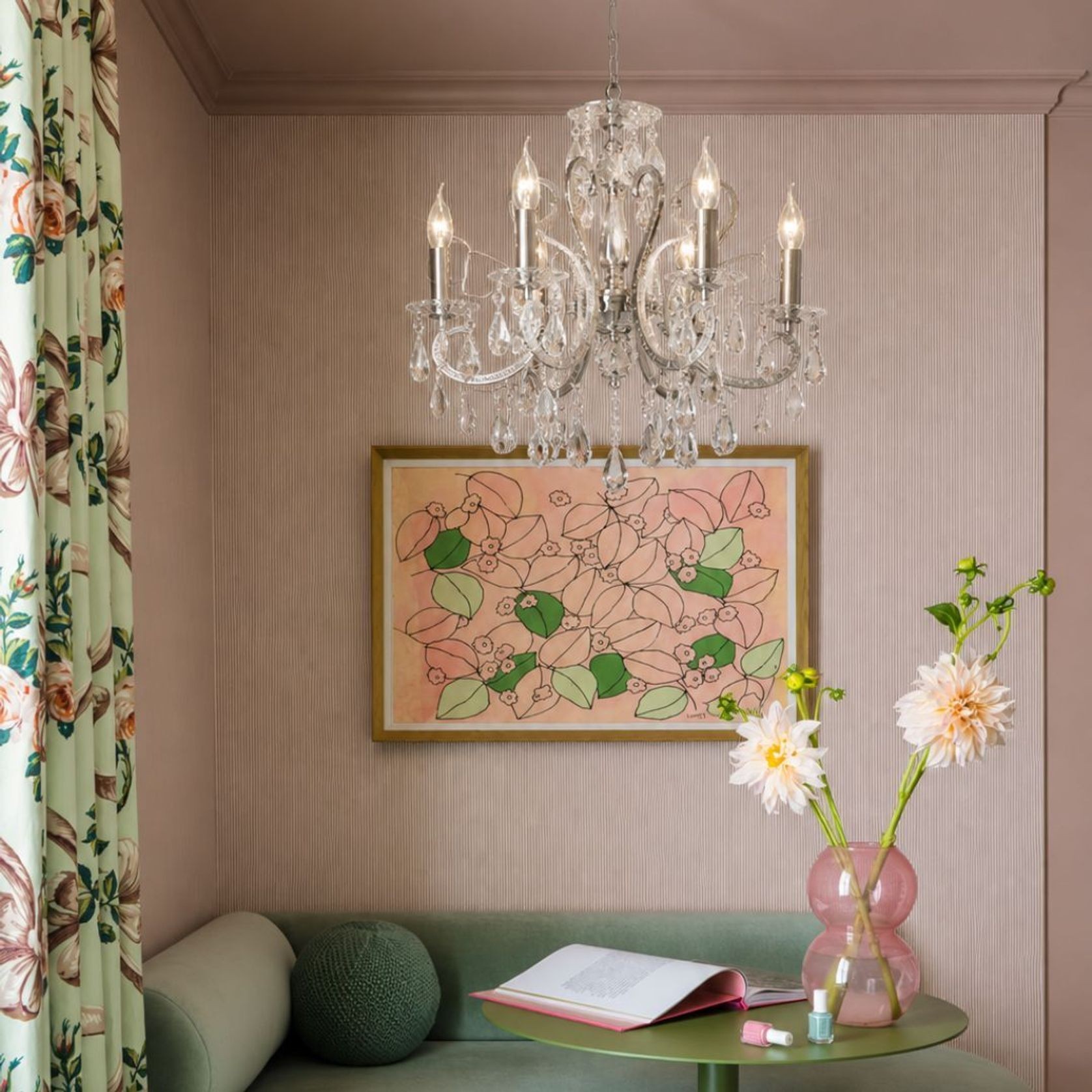 NewYork Princess 4 Arm Chandelier- Chrome- W:42cm gallery detail image