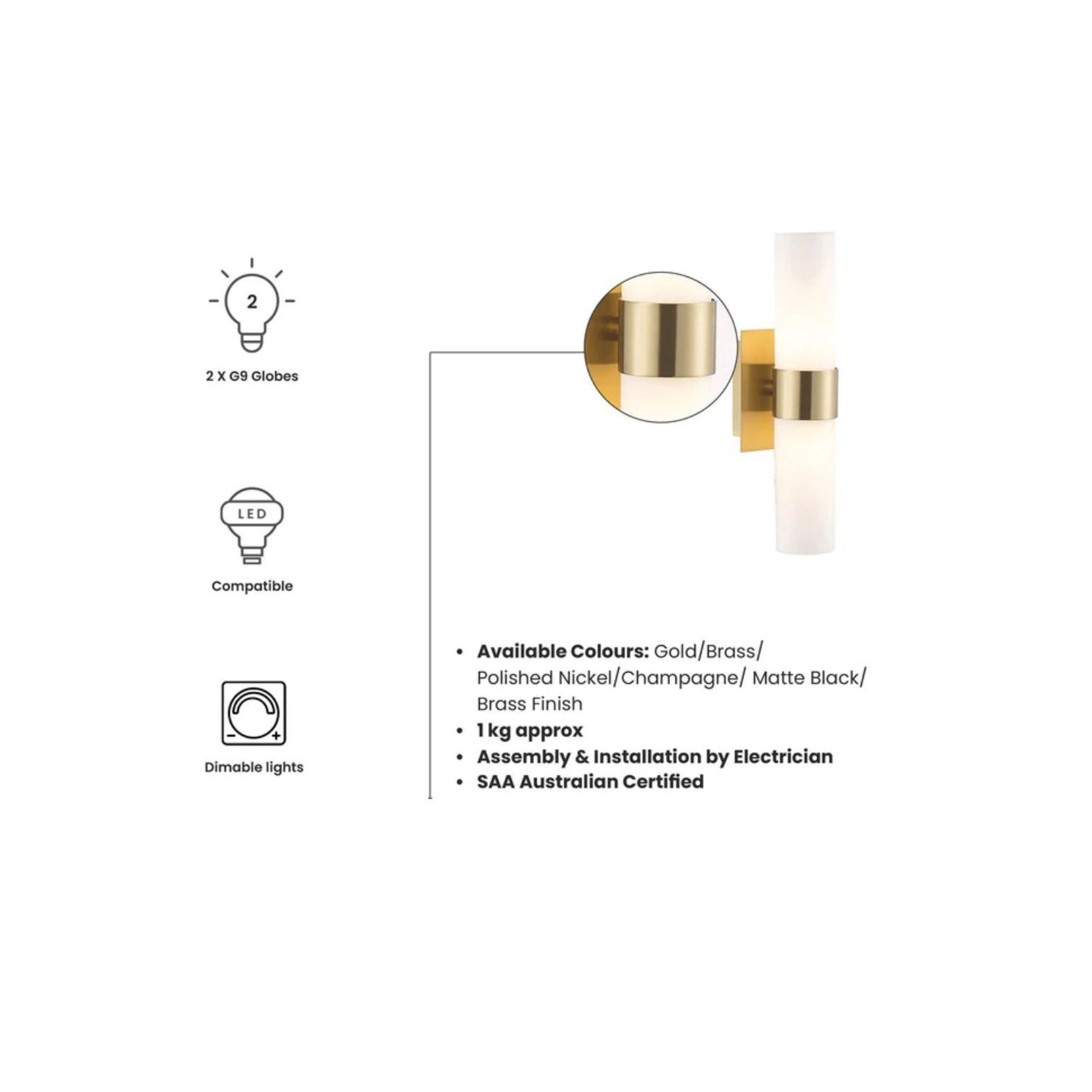 Provincial Collection Wall Sconce - Frosted Glass - Brass Finish - H:25cm gallery detail image