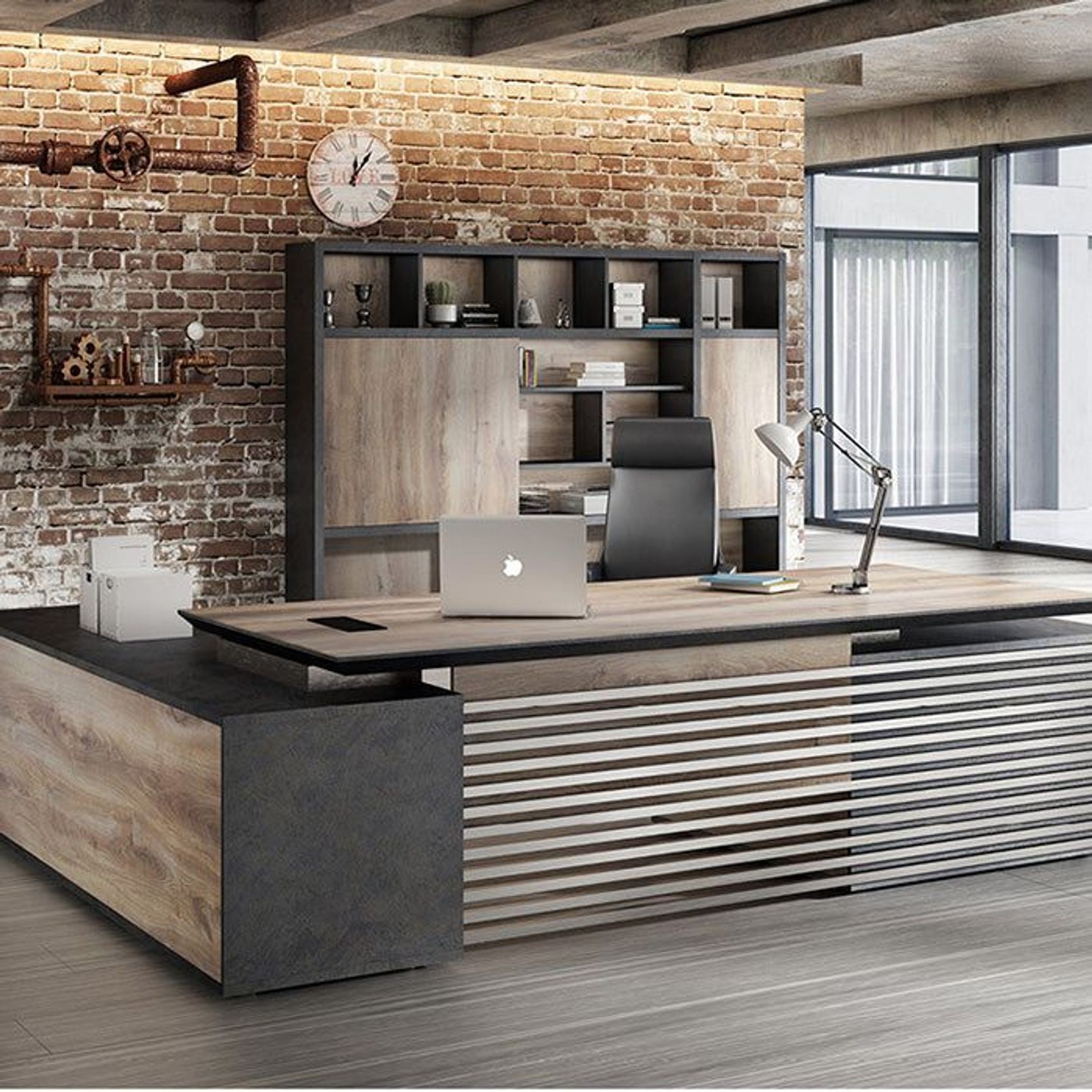 PHOENIX Display Wall Unit 3.0M - Warm Oak & Black gallery detail image