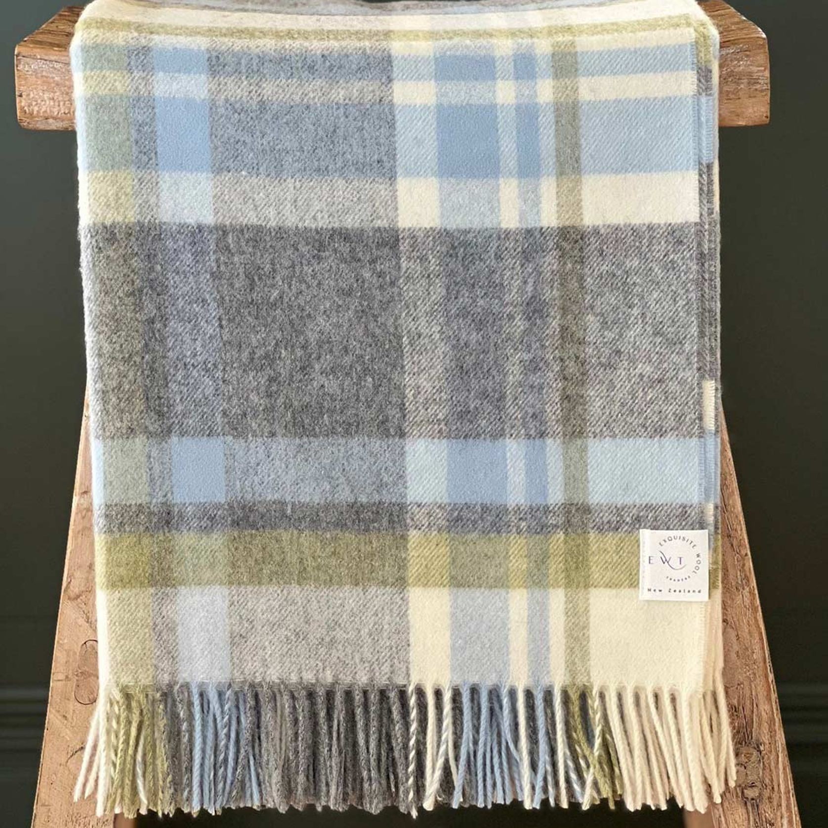 NZ Wool Throw - Portree Duck Egg | 100% Merino Wool gallery detail image