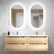 Otti Byron Natural Oak 1500mm Double Bowl Wall Hung Vanity gallery detail image