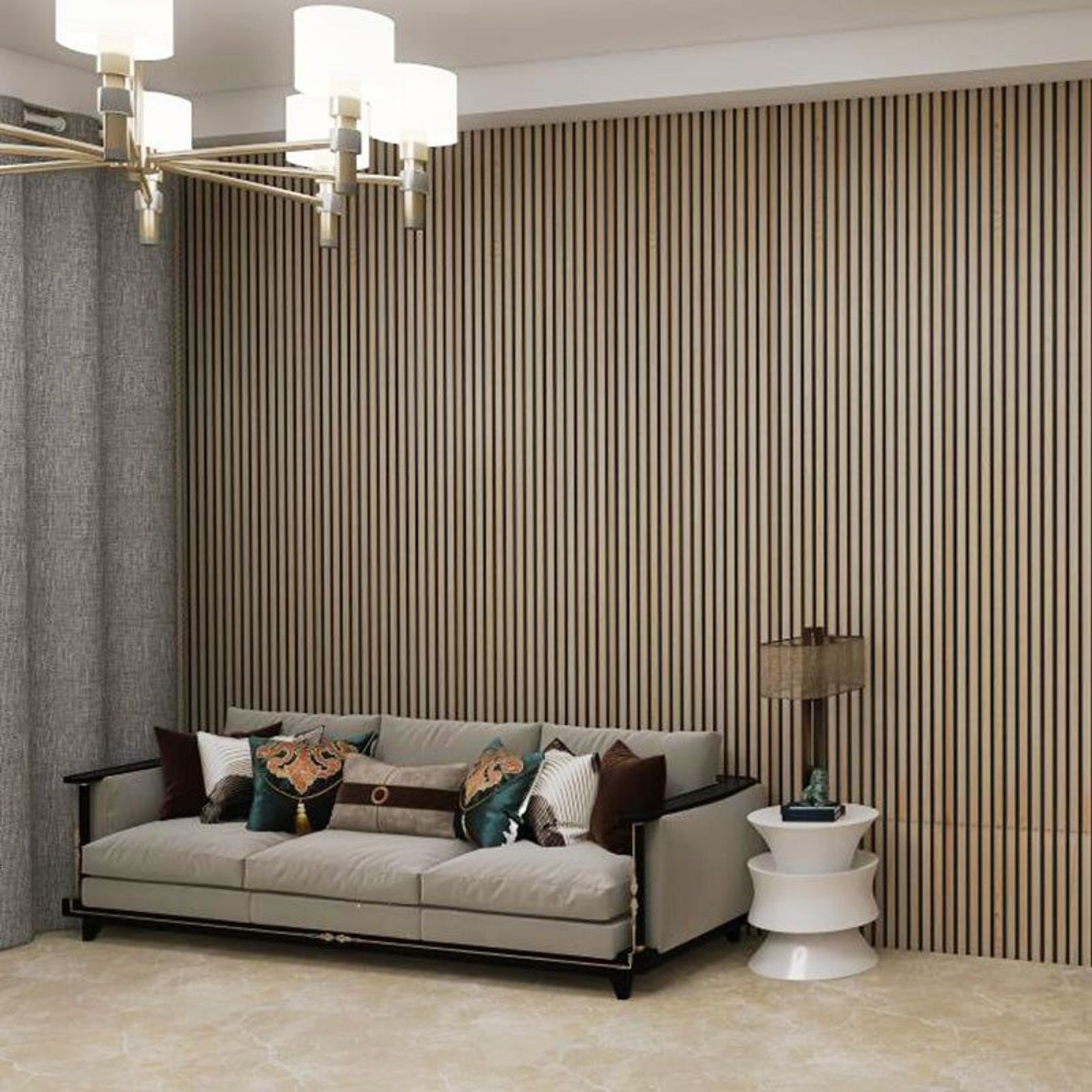 WOODFLEX Flexible Acoustic Wood Slat Wall Panel, Oak Veneer - 2700mm x 600mm gallery detail image