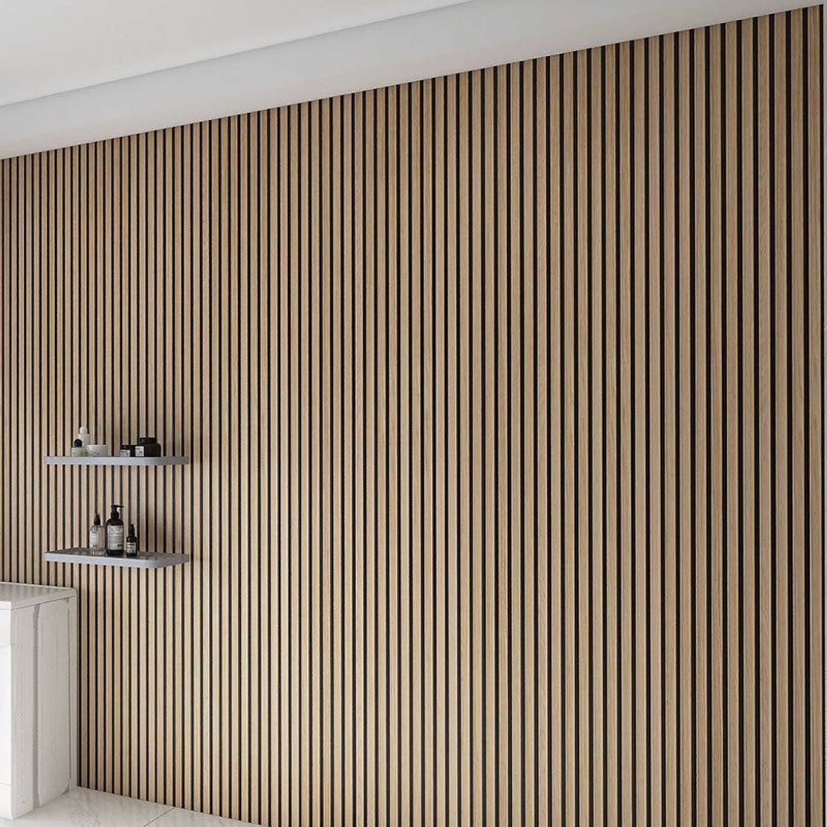 WOODFLEX Flexible Acoustic Wood Slat Wall Panel, Oak Veneer - 2700mm x 600mm gallery detail image