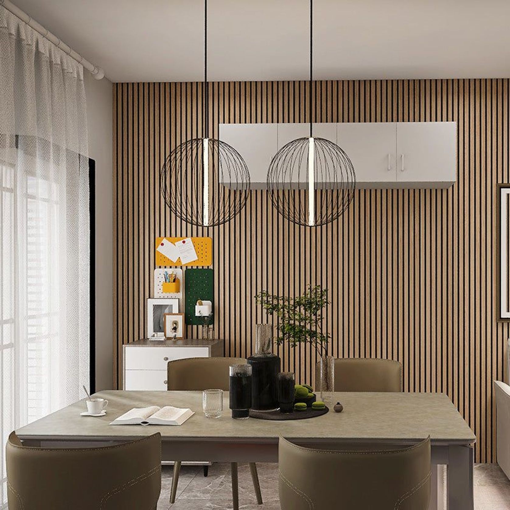 WOODFLEX Flexible Acoustic Wood Slat Wall Panel, Oak Veneer - 2700mm x 600mm gallery detail image
