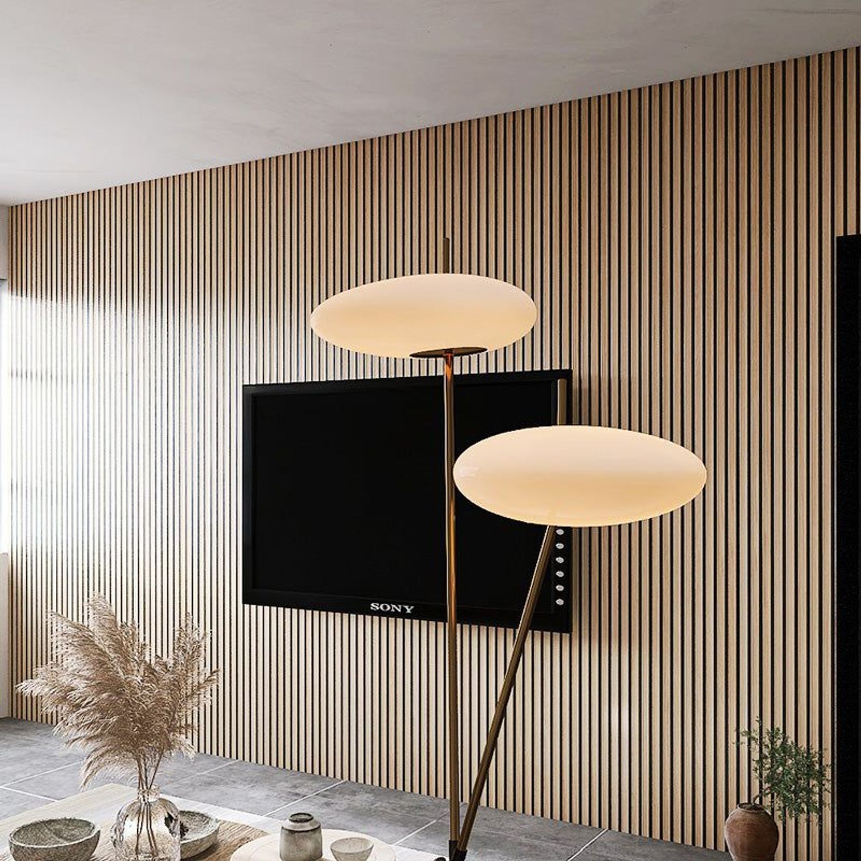 WOODFLEX Flexible Acoustic Wood Slat Wall Panel, Oak Veneer - 2400mm x 600mm gallery detail image
