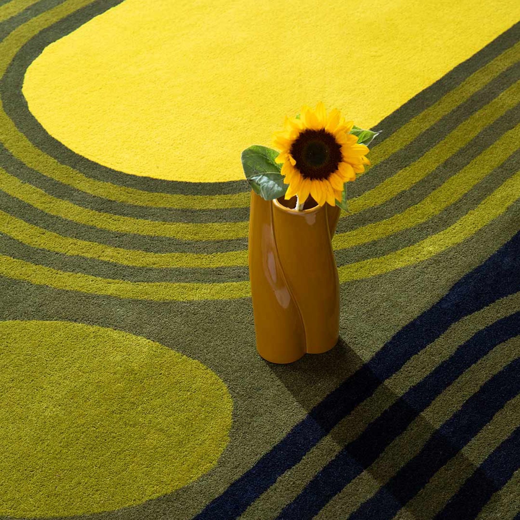 Orla Kiely Striped Tulip Rug - Seagrass | 100% Wool Designer Floor Rug gallery detail image