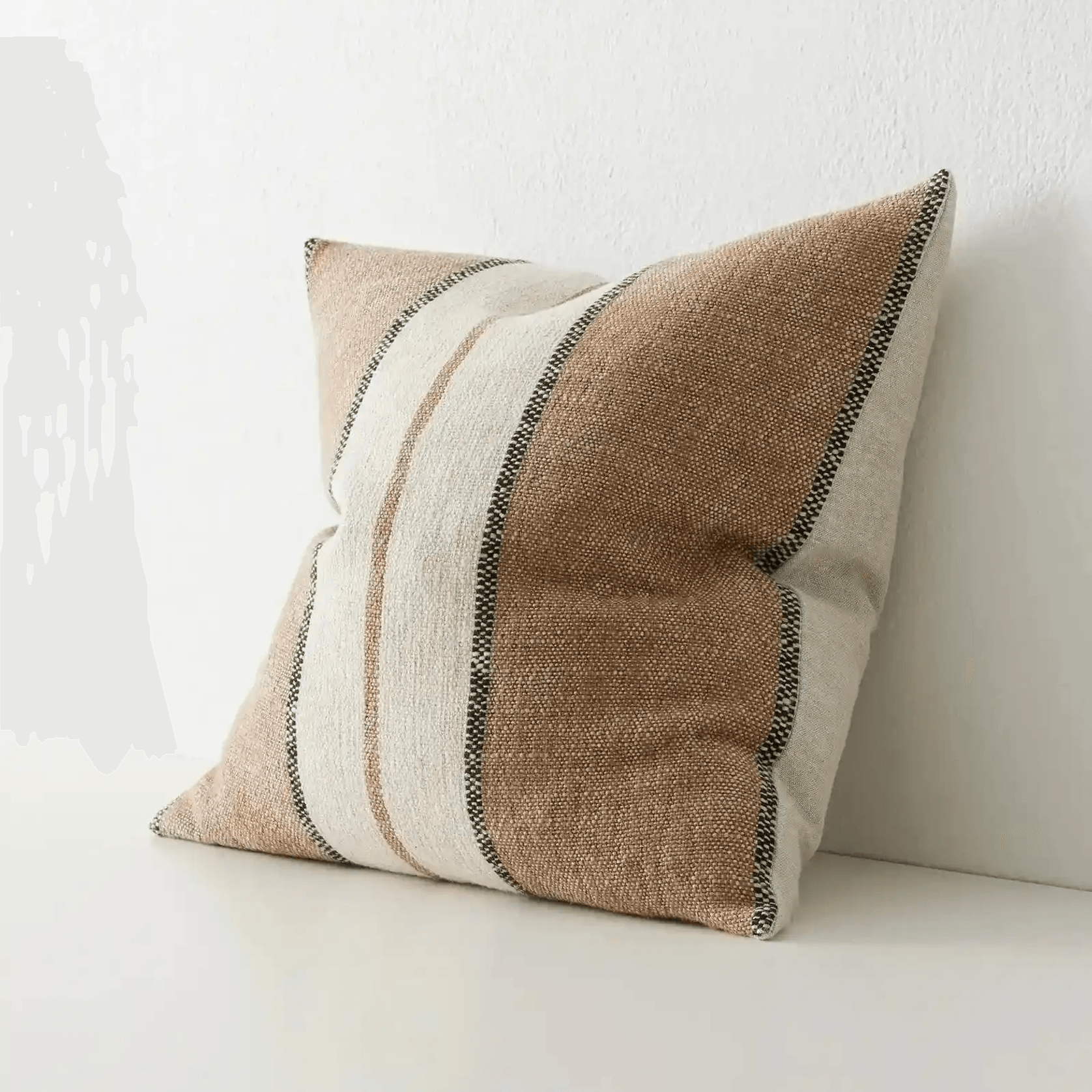 Weave Home Ottavio Cushion - Cocoa | Textured Stripe gallery detail image