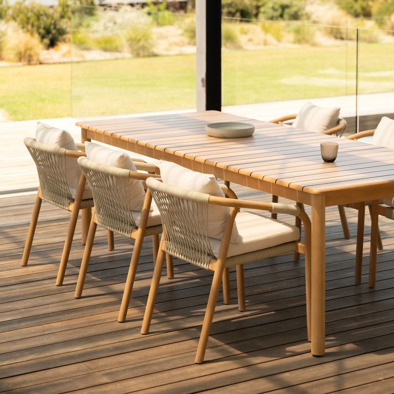 Burnett Outdoor Dining Chair - Eucalyptus / Beige gallery detail image