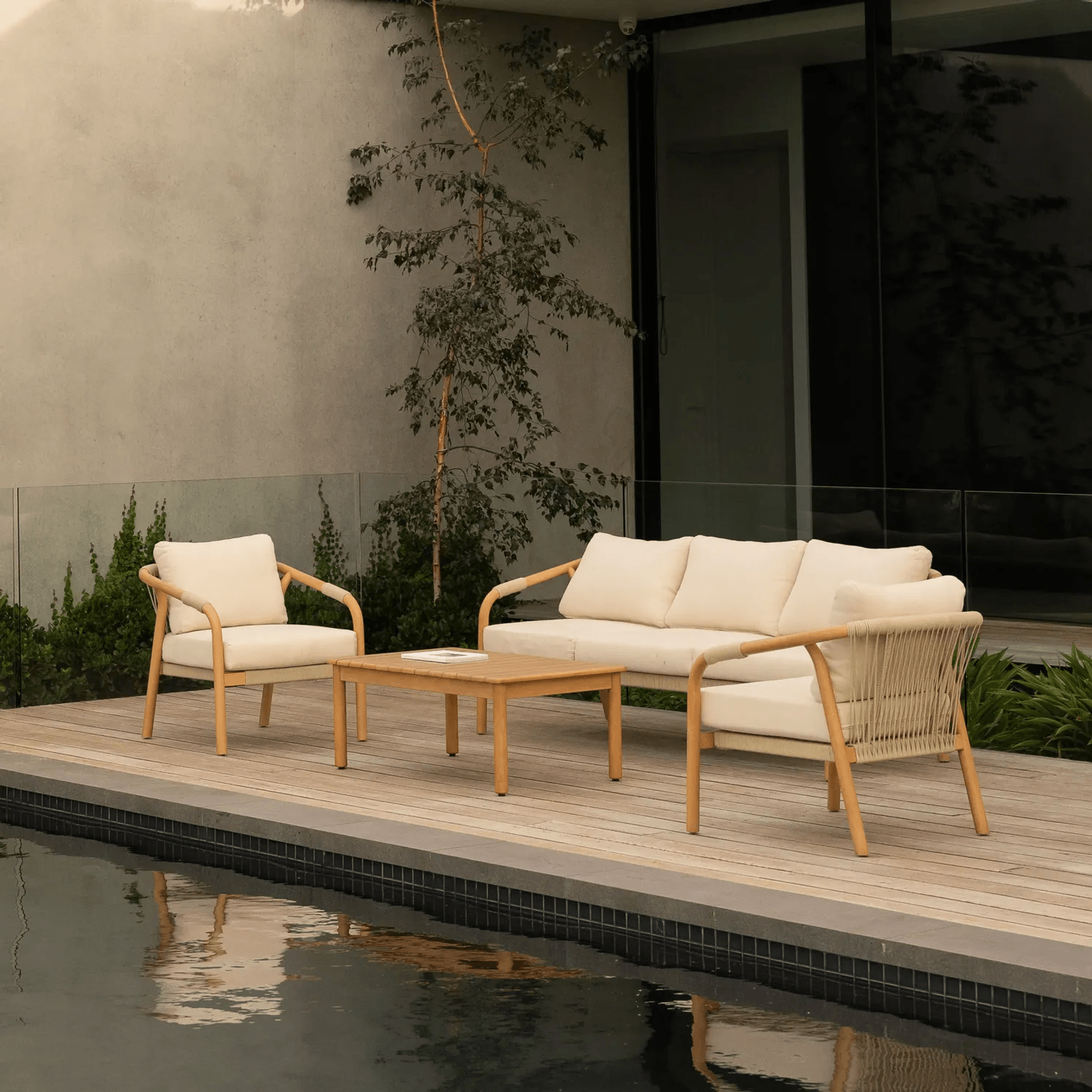 Burnett Outdoor 3 Seater Sofa - Eucalyptus / Beige gallery detail image