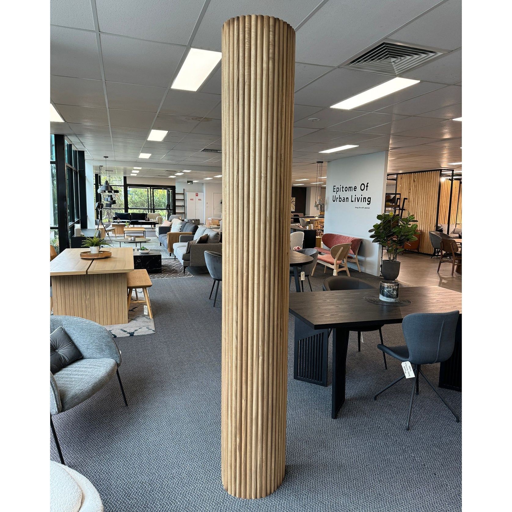 WOODFLEX Flexible Solid Paulownia Wood Slat Wall Panel -  2700mm x 600mm - Half Round gallery detail image