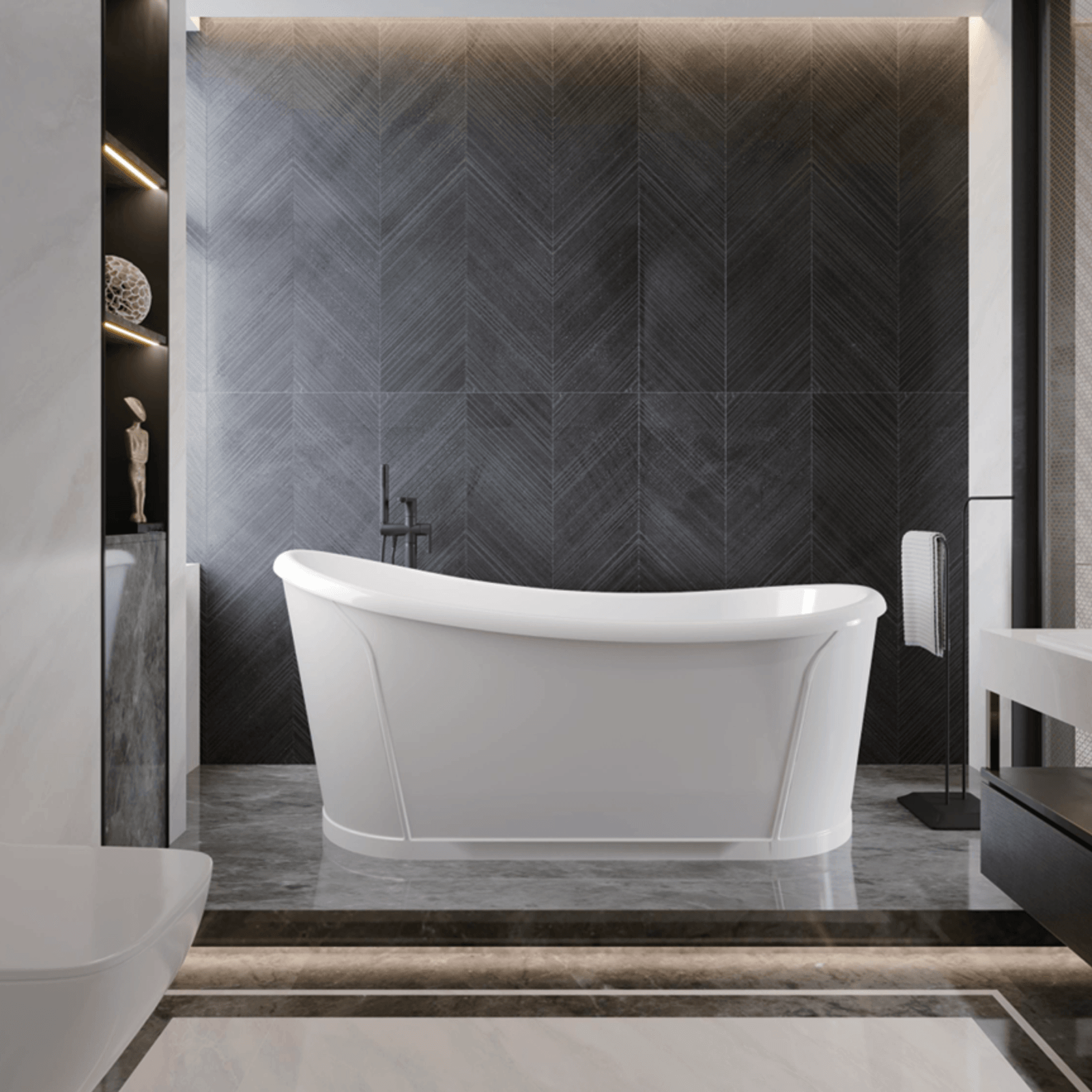 Ovola Freestanding Acrylic Bath 1680mm - OV664 gallery detail image