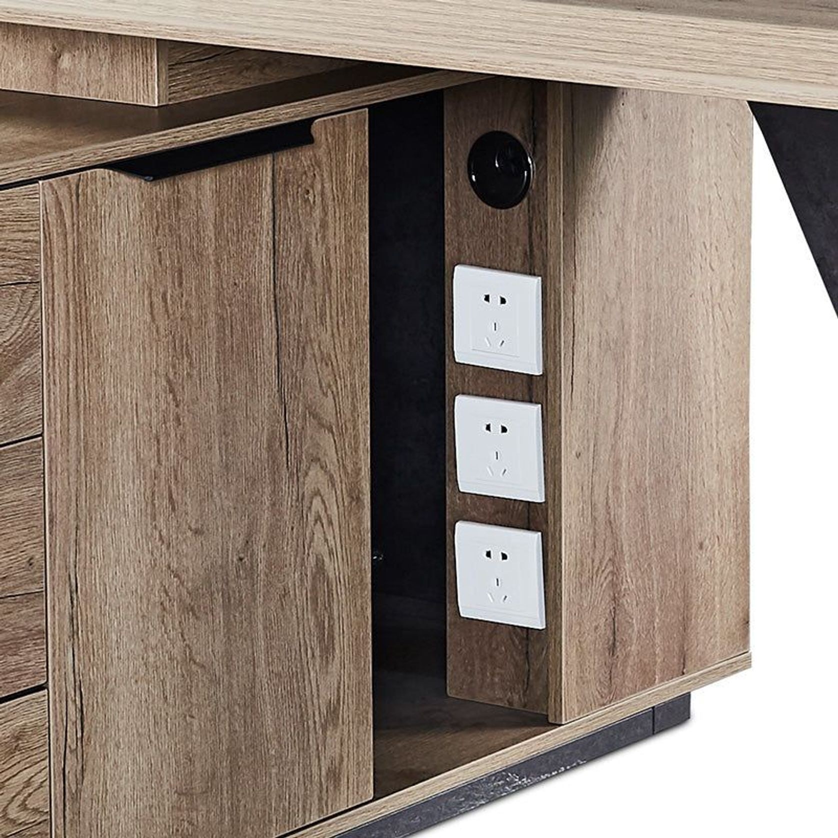 HAMLIN Executive Office Desk with Left Return 2.2M - Tobacco gallery detail image