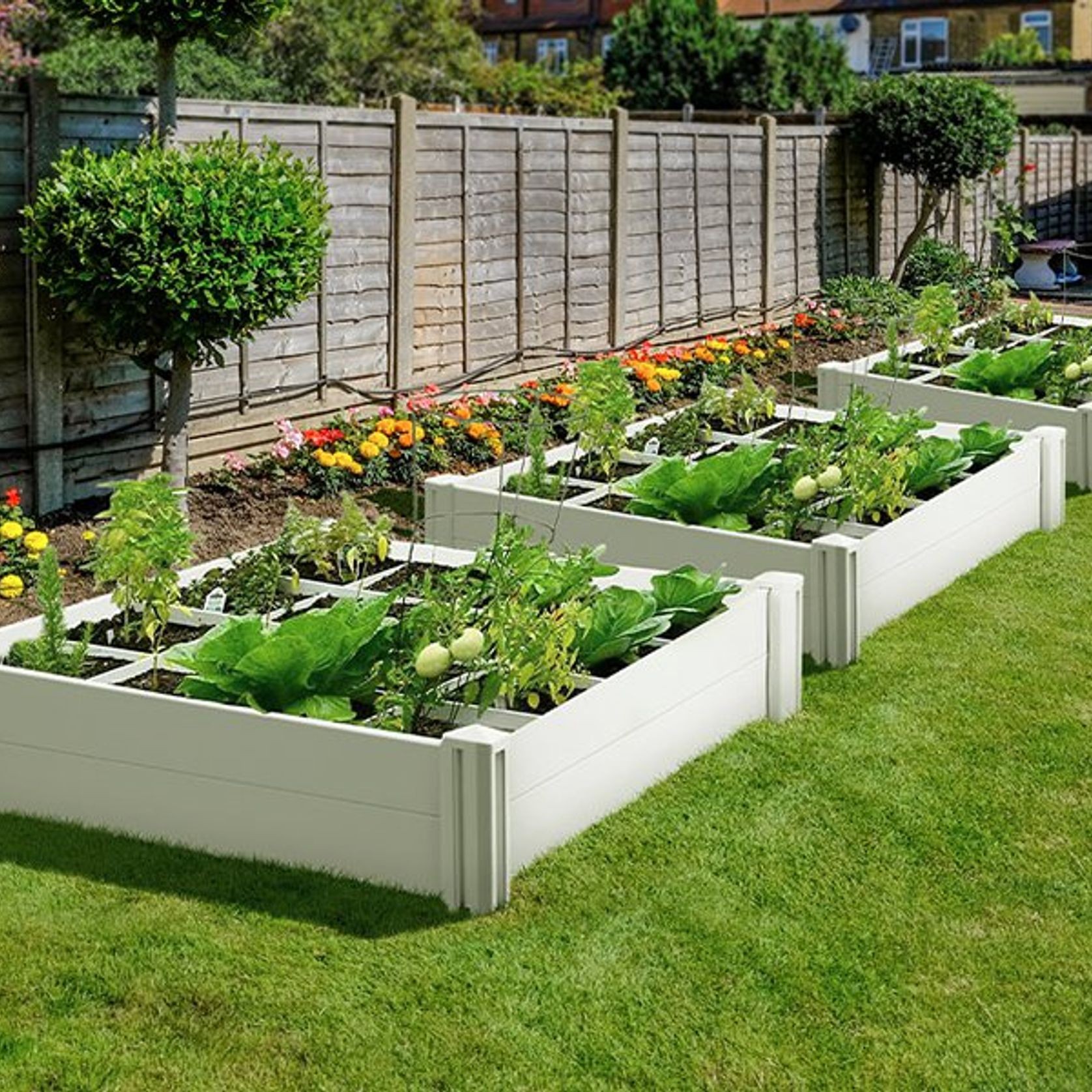 Modular Raised Garden Bed with Grow Grid 115 x 115 x 33cm gallery detail image