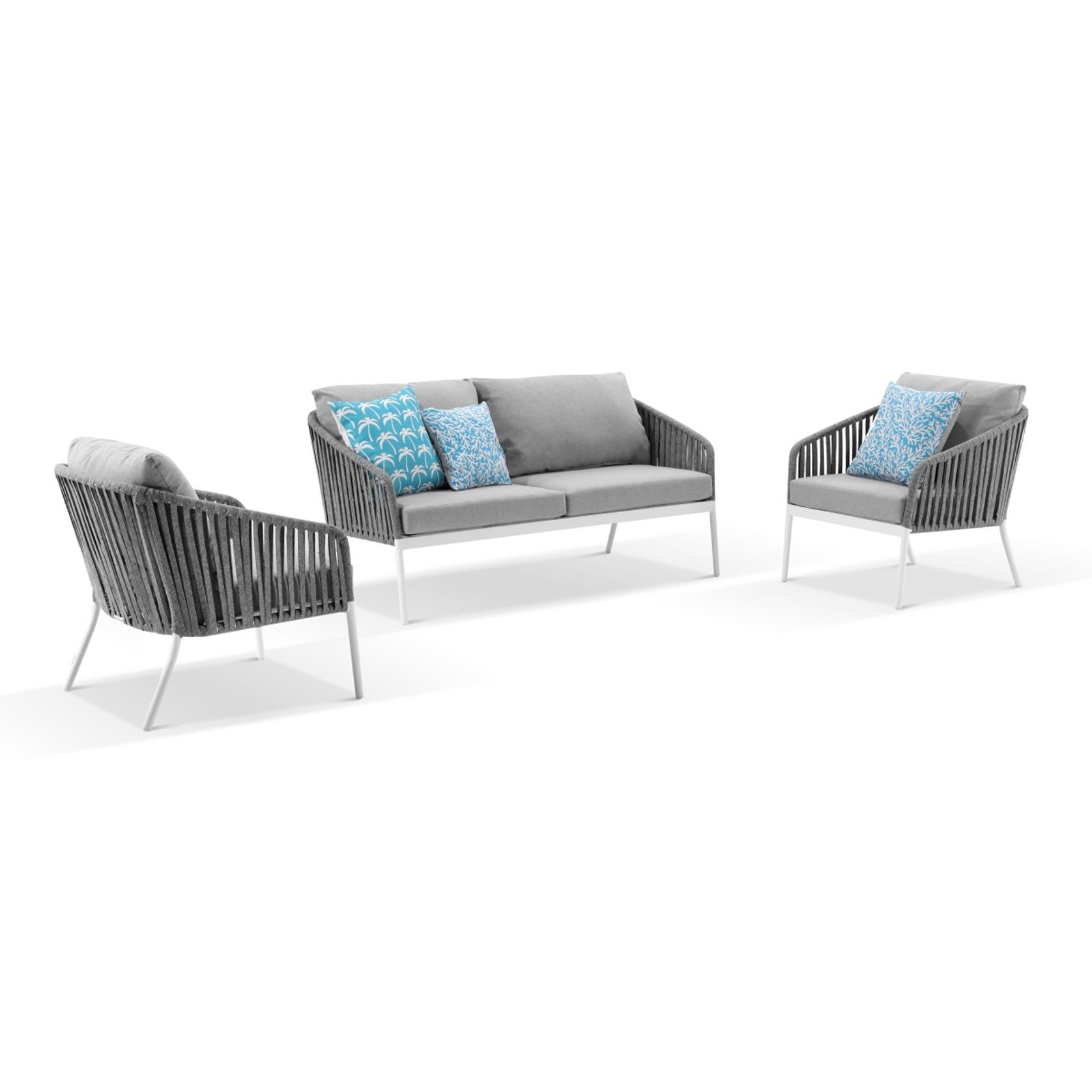 Palm 3pc Outdoor Rope Lounge Set | White gallery detail image