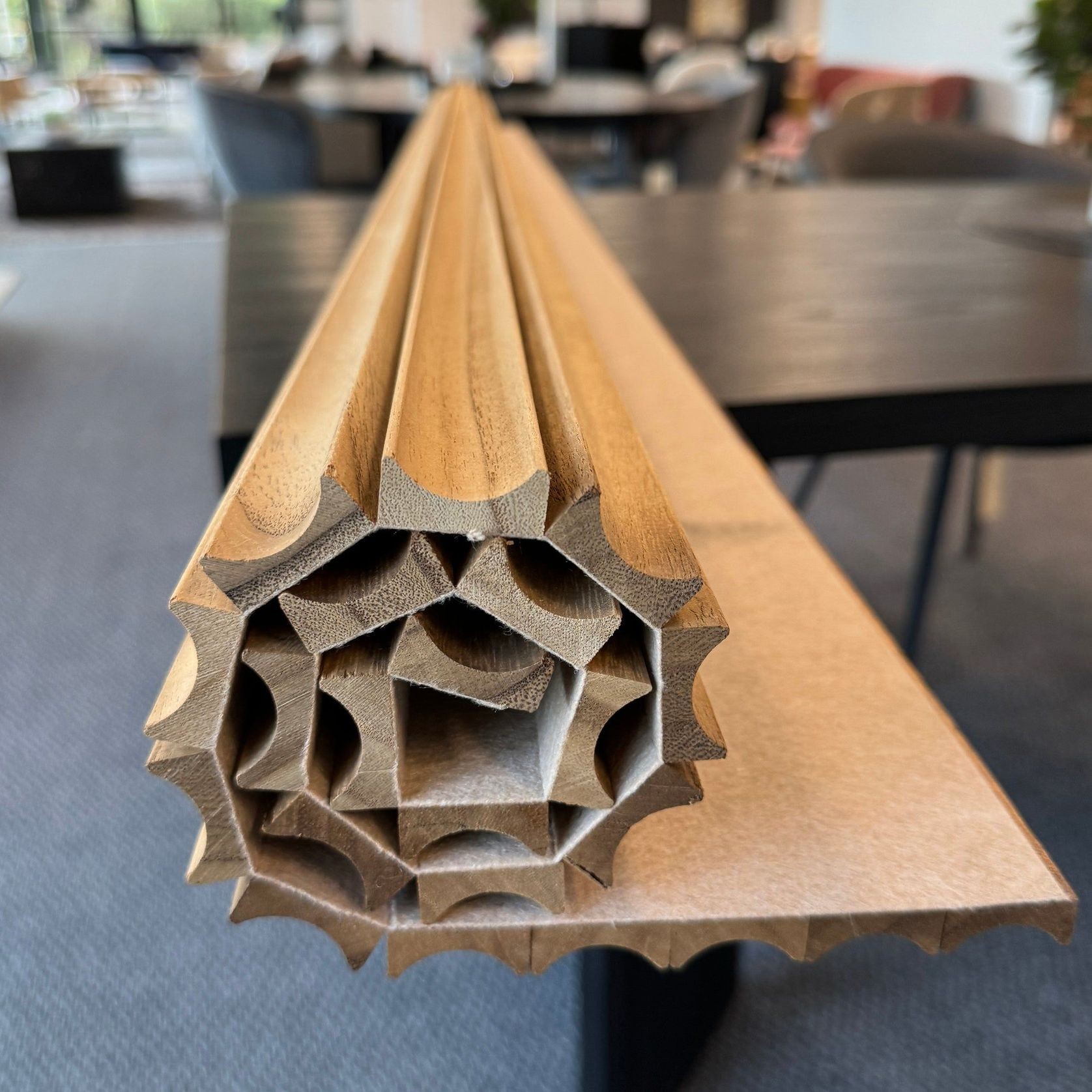 WOODFLEX Flexible Solid Paulownia Wood Slat Wall Panel - 2700mm x 600mm - Wave gallery detail image