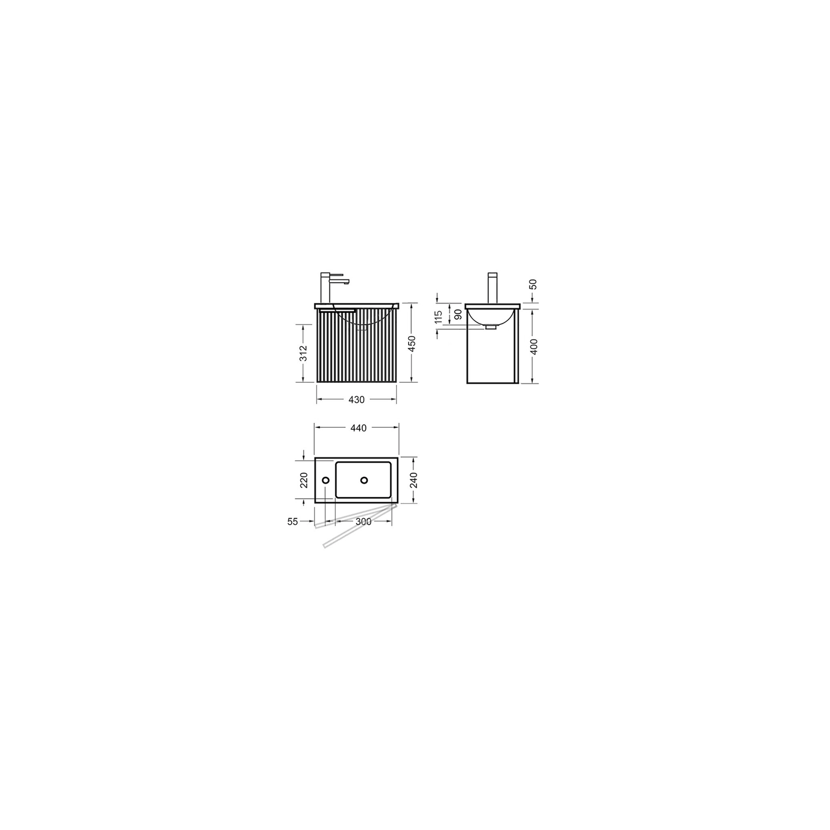 Pettine 440 Right Door Wall Vanity gallery detail image