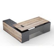 PHOENIX Executive Desk with Right Return 2.2M - Warm Oak & Black gallery detail image