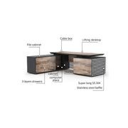 PHOENIX Executive Desk with Right Return 2.8M - Warm Oak & Black gallery detail image