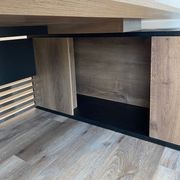 PHOENIX Executive Desk with Right Return 2.8M - Warm Oak & Black gallery detail image