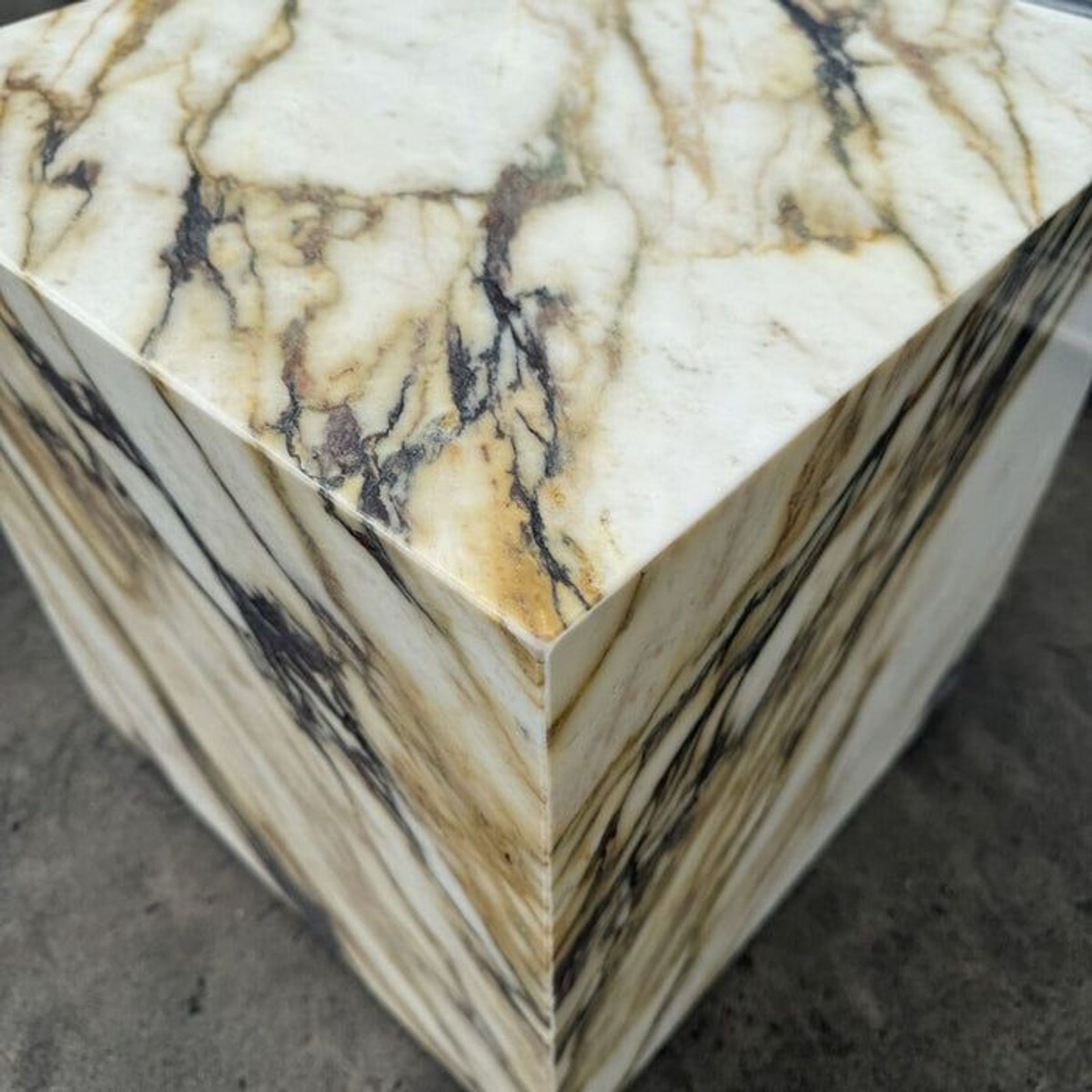 Cube Side Table - Viola Calacatta Marble | Natural Stone Co. gallery detail image