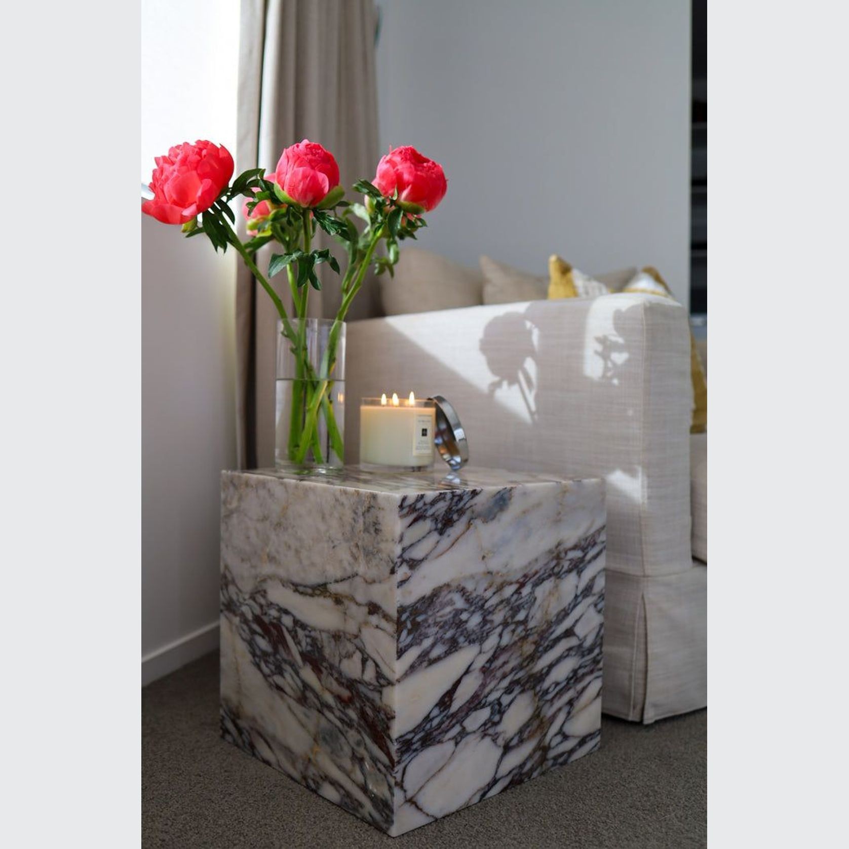 Cube Side Table - Viola Calacatta Marble | Natural Stone Co. gallery detail image