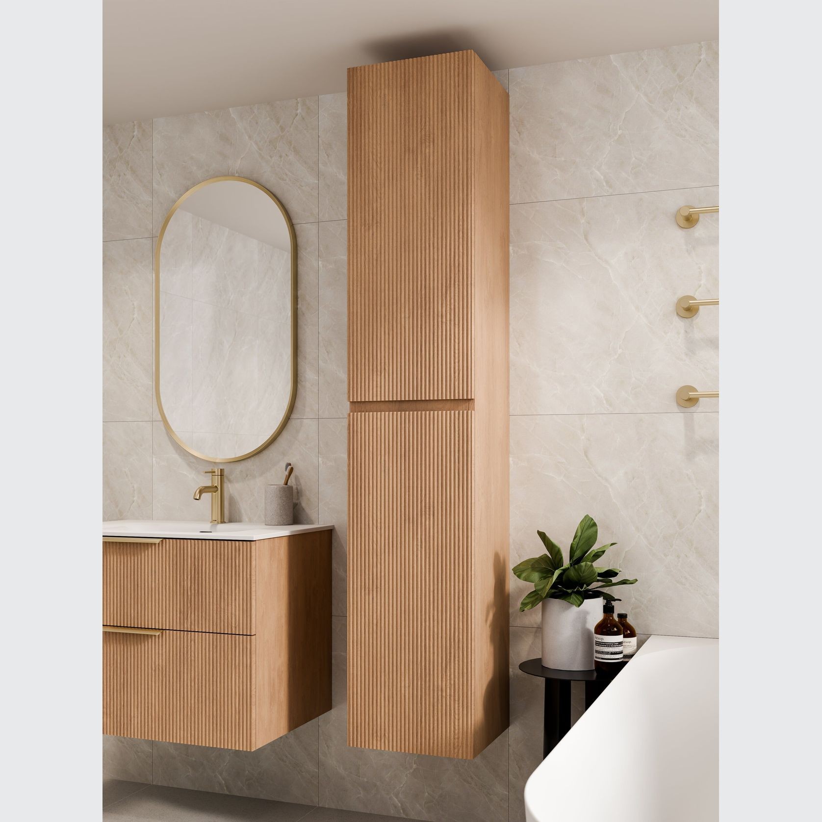 Lineare Tall Bathroom Cabinet | Pillar Front gallery detail image