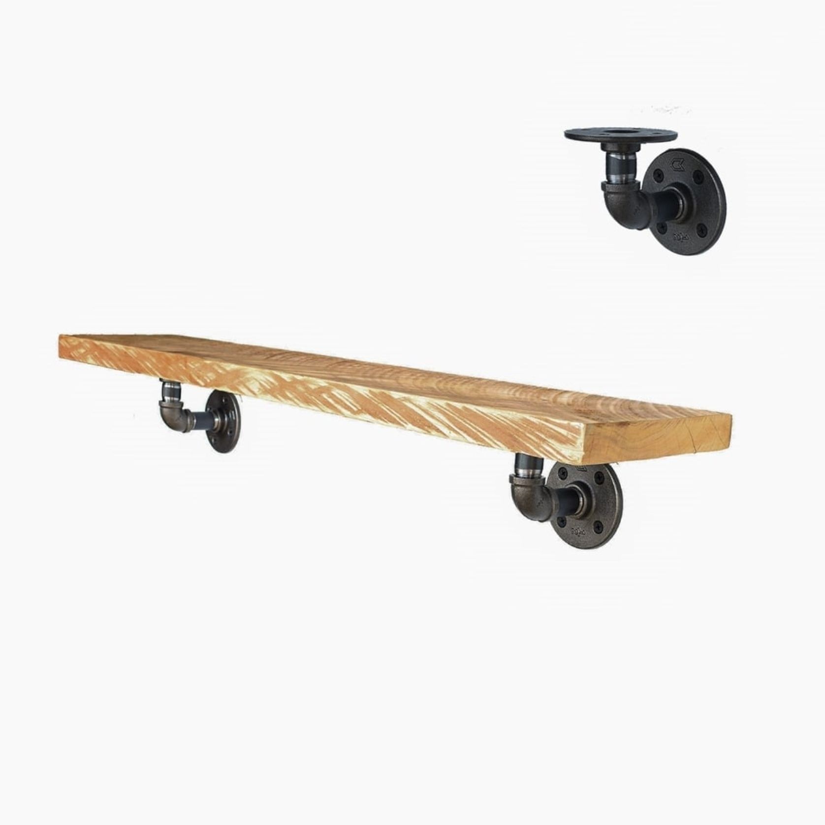 Macrocarpa Pipe Bracket Shelf 20cm gallery detail image