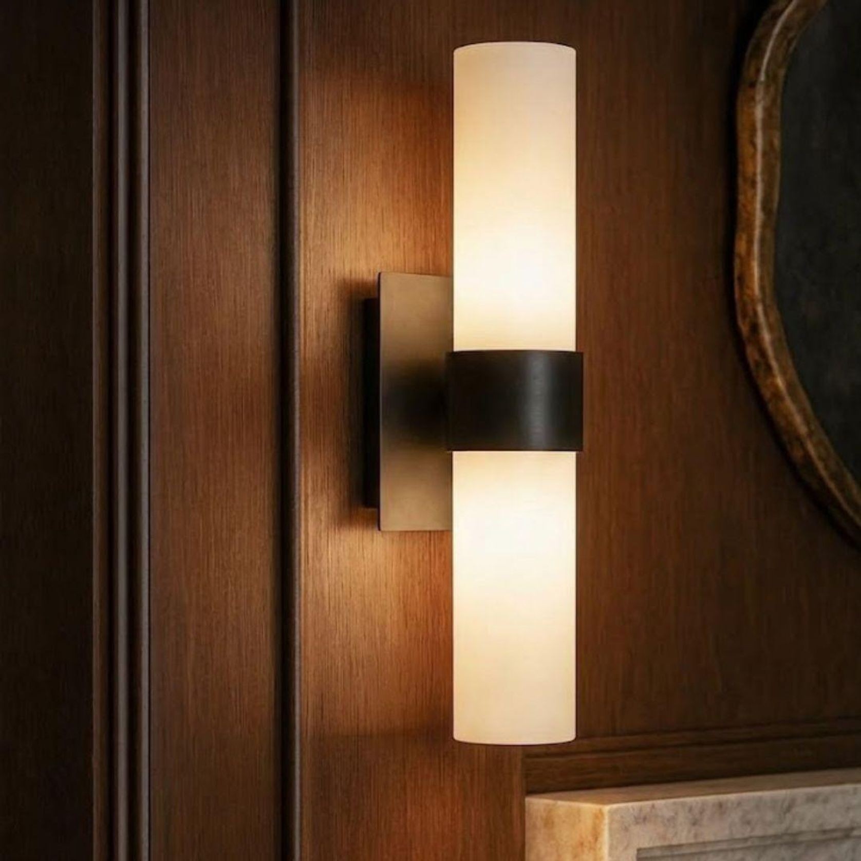 Provincial Collection Wall Sconce - Frosted Glass - Matte Black - H:25cm gallery detail image