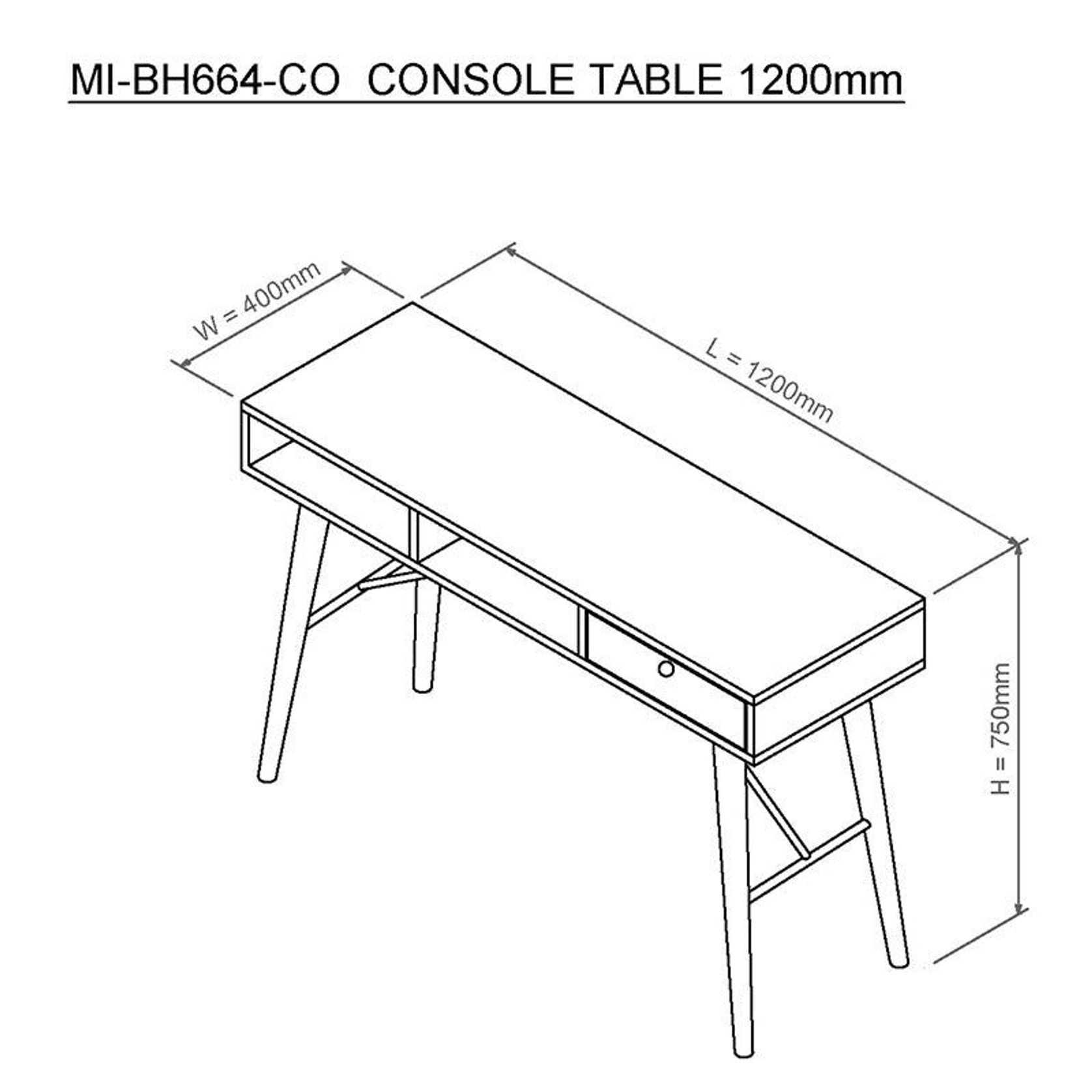 RANIA Study Desk Console 120cm - Black Ash gallery detail image