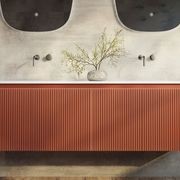 Bel Bagno Rimini Potter'S Clay 1500mm Double Bowl Wall Hung Vanity And Basin gallery detail image