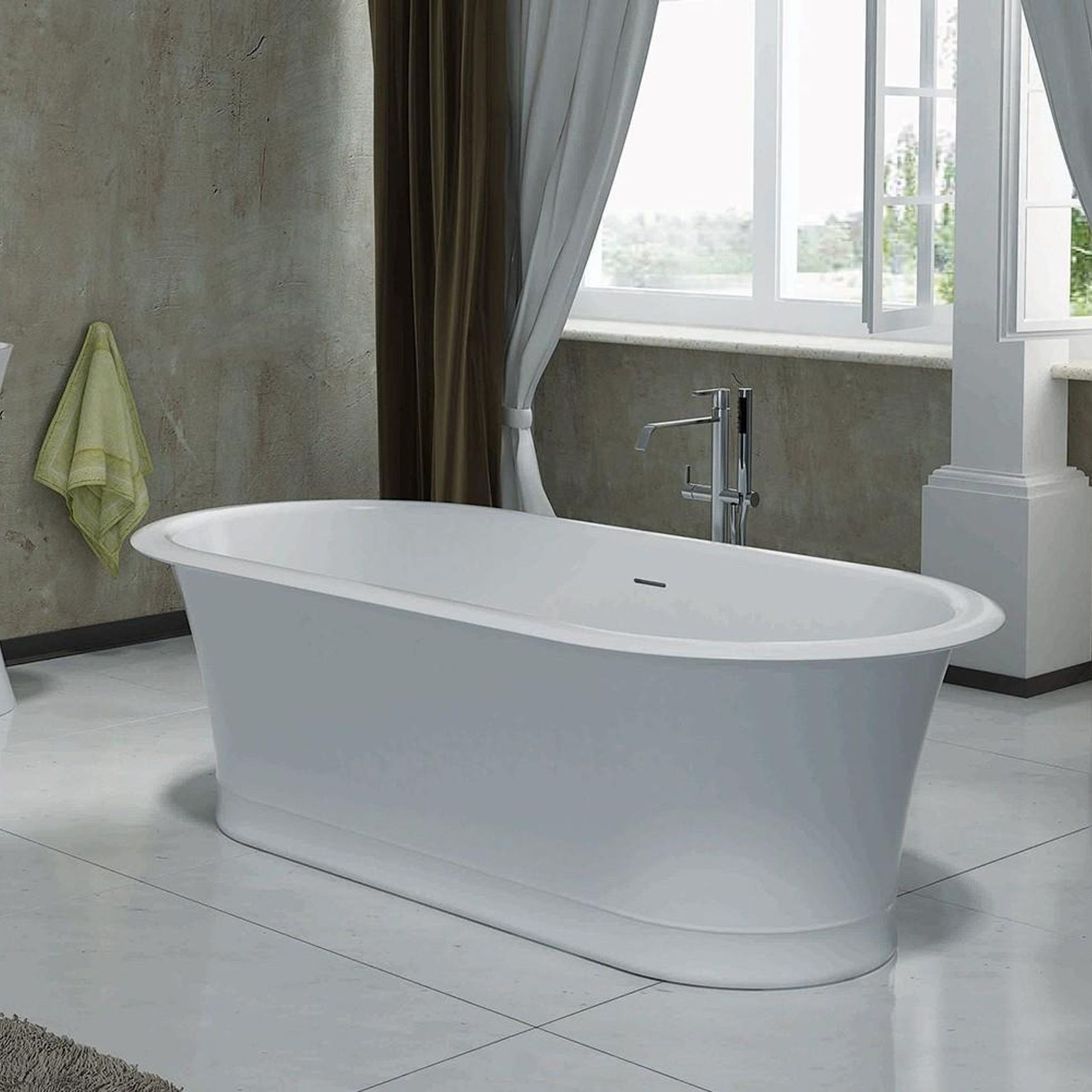 Pietra Bianca Rome Freestanding Stone Bath ArchiPro AU