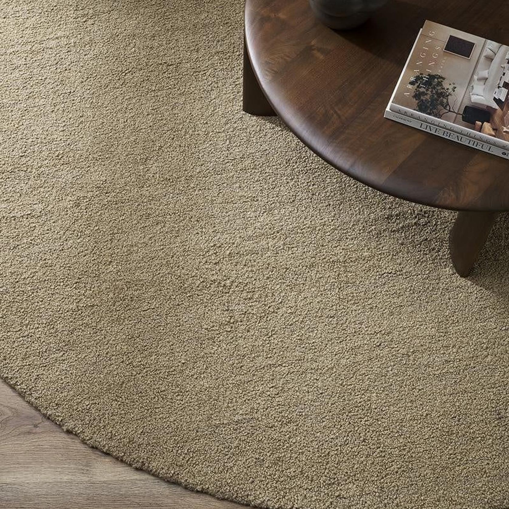 Baya Dorset NZ Wool Round Floor Rug - Biscuit gallery detail image