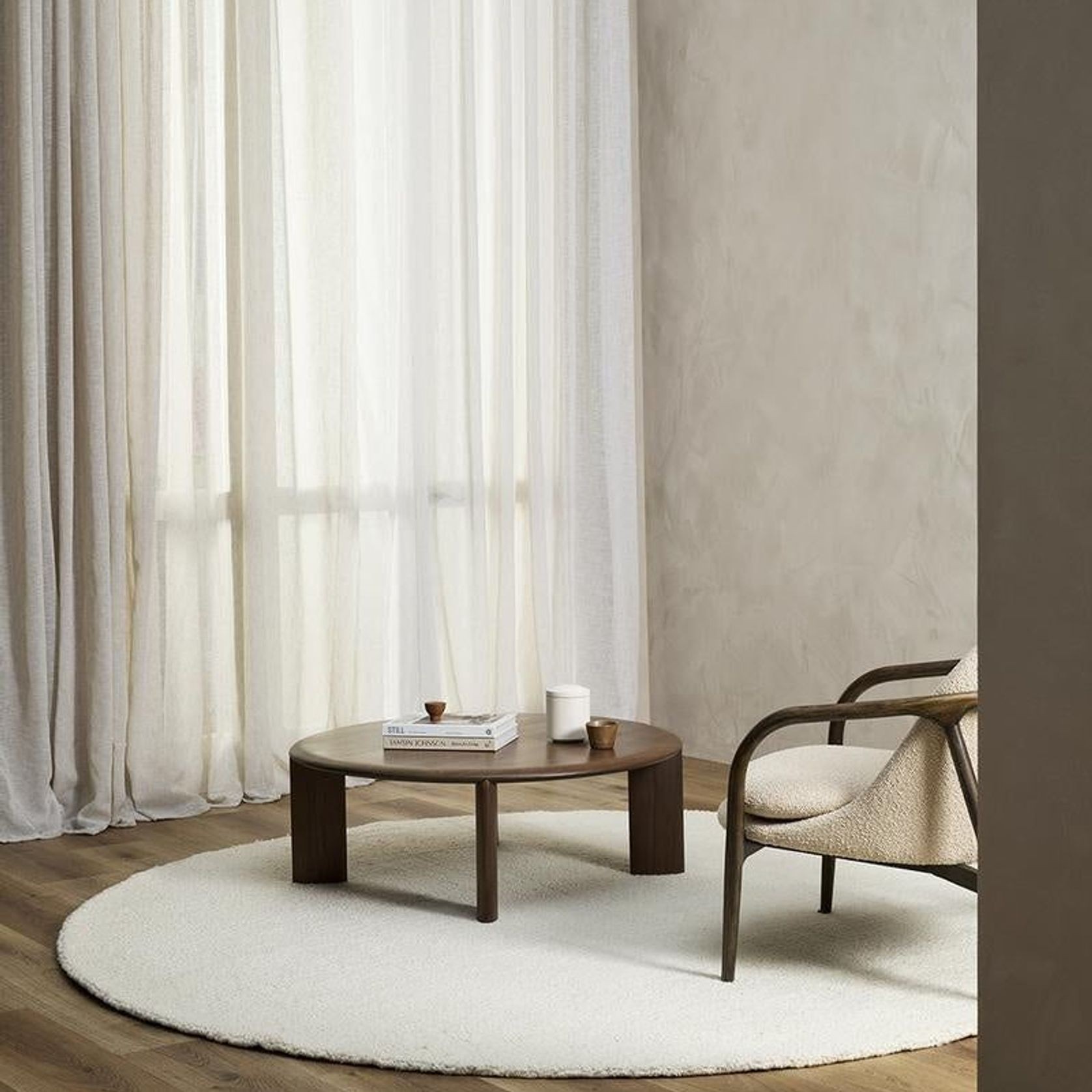 Baya Dorset NZ Wool Round Floor Rug - Natural White gallery detail image