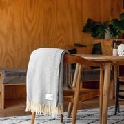 Ruanui Station Lambswool Throw - Gully Grey Chevron gallery detail image