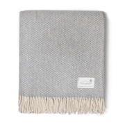 Ruanui Station Lambswool Throw - Gully Grey Chevron gallery detail image