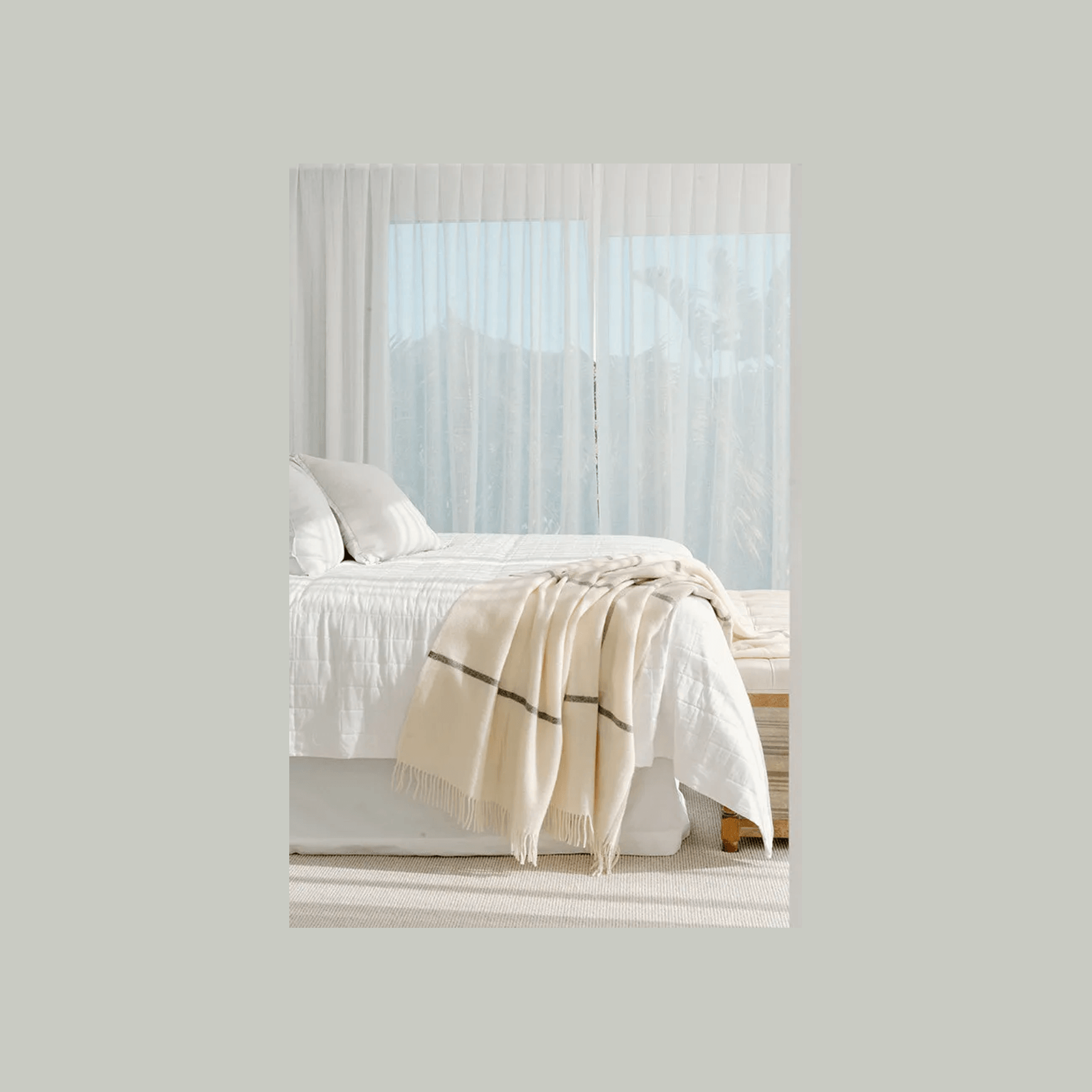 Ruanui Station Lambswool Throw -  Waitoka White & Brown gallery detail image