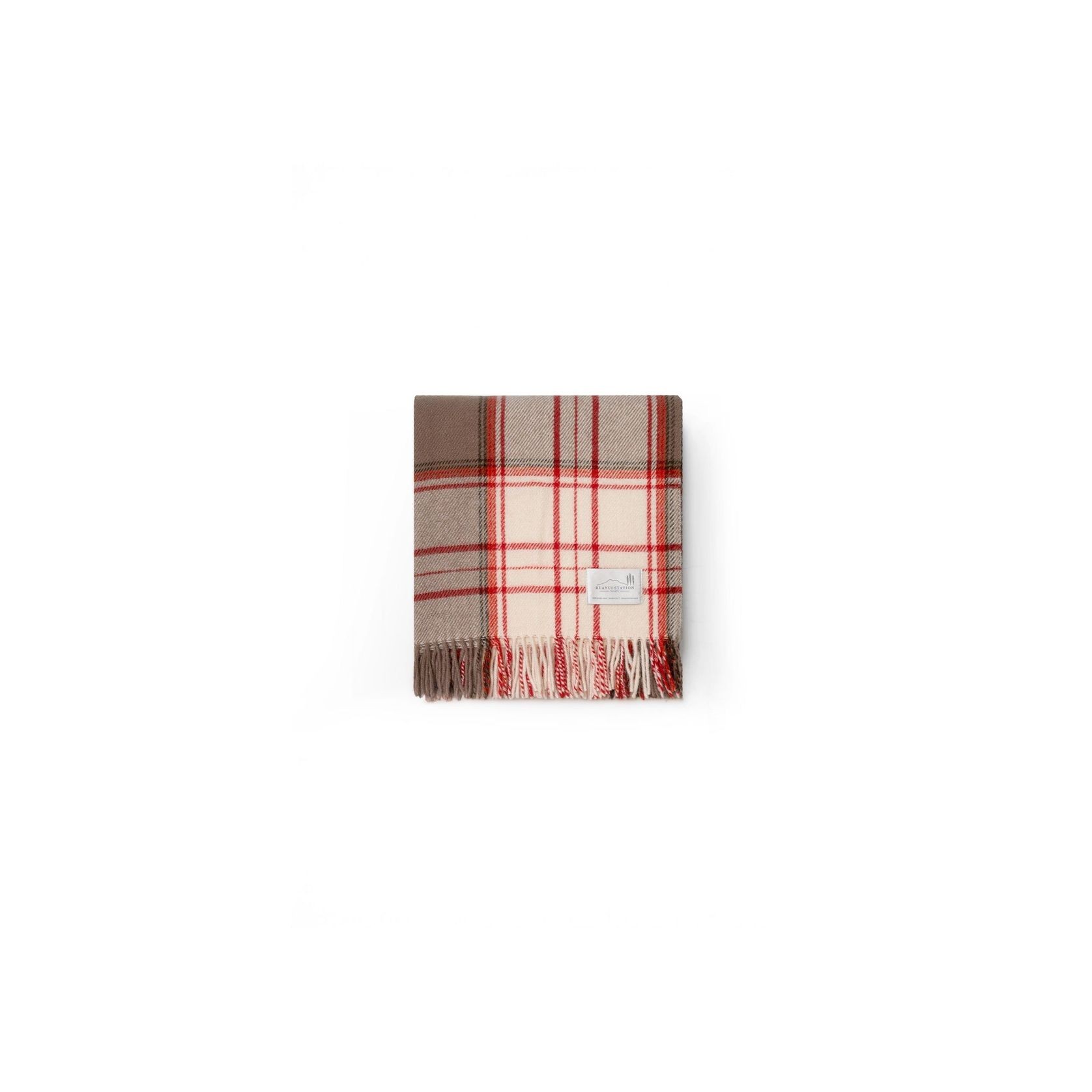 Ruanui Station Lambswool Throw - Red Check gallery detail image