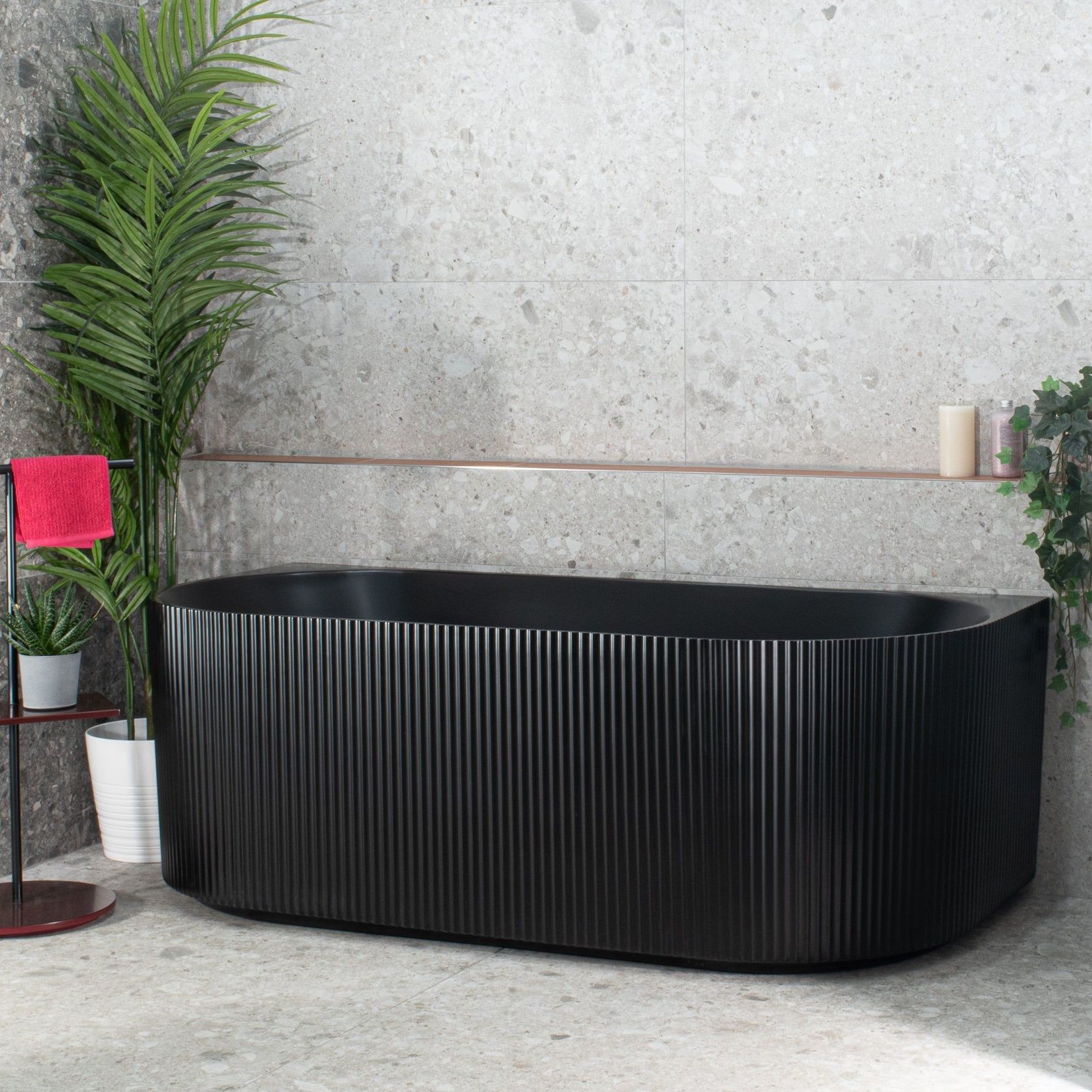 Brighton Groove 1700mm Fluted Oval Freestanding Back to Wall Bath gallery detail image