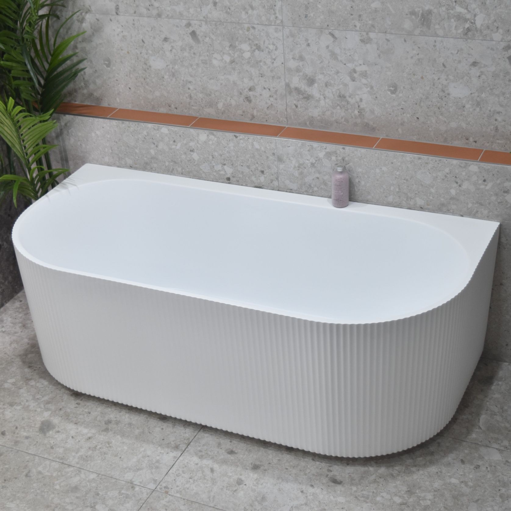 Brighton Groove 1700mm Fluted Oval Freestanding Back to Wall Bath gallery detail image