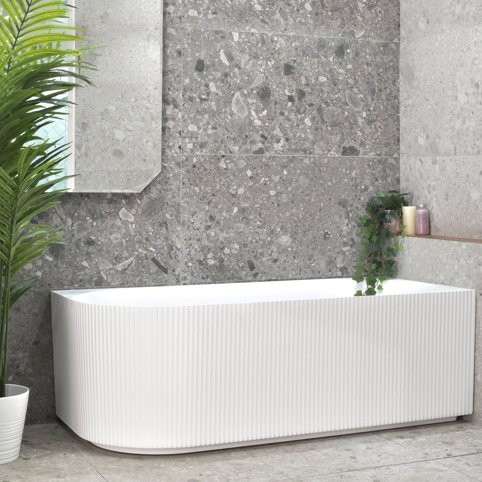 Brighton Groove 1700mm Fluted Oval Freestanding Right Corner Bath gallery detail image