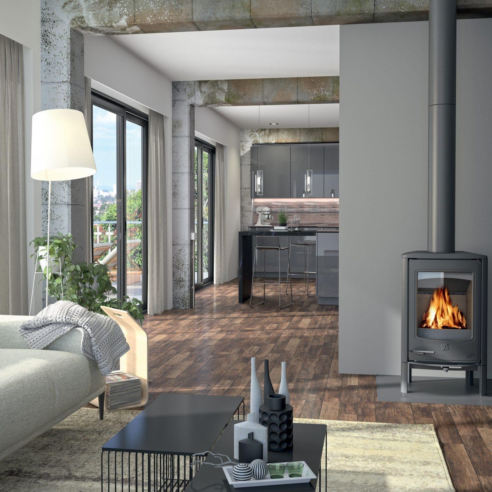 Seguin Jade Freestanding Fireplace gallery detail image