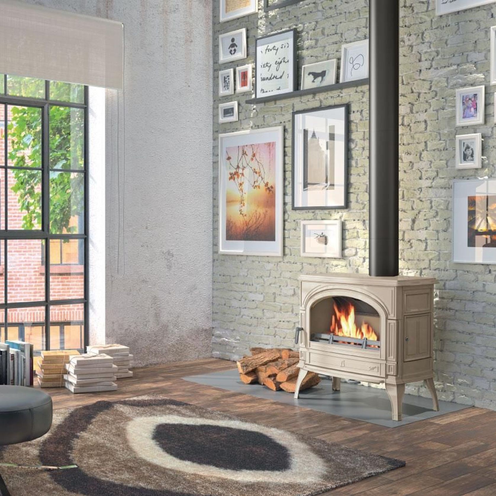 Seguin Topaze Freestanding Fireplace - Enamel gallery detail image