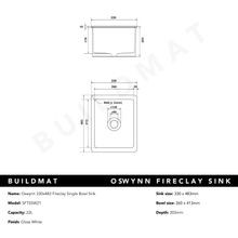 Oswynn 330x483 Gloss White Fireclay Single Bowl Sink gallery detail image